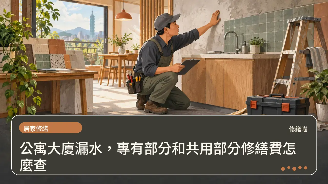 公寓大廈漏水,專有部分和共用部分修繕費怎麼查主題插畫