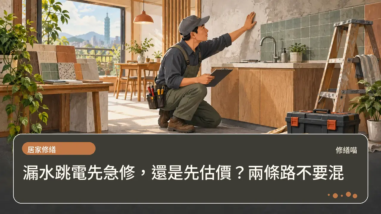 漏水跳電先急修,還是先估價?兩條路不要混主題插畫