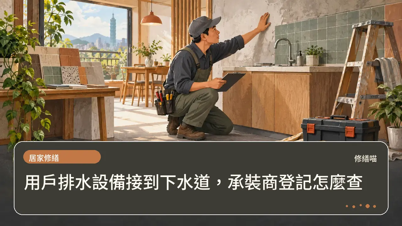 用戶排水設備接到下水道，承裝商登記怎麼查主題插畫