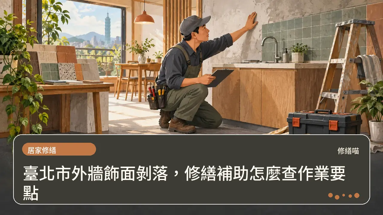臺北市外牆飾面剝落,修繕補助怎麼查作業要點主題插畫