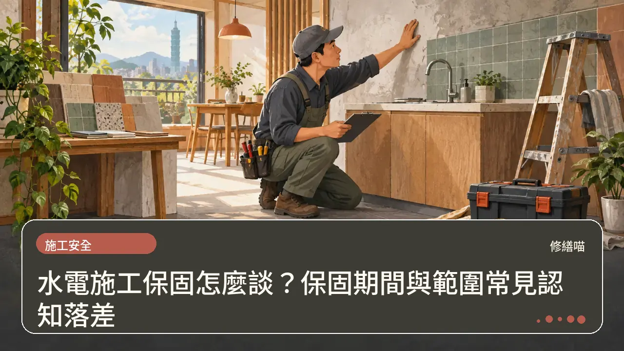 水電施工保固怎麼談？保固期間與範圍常見認知落差主題插畫