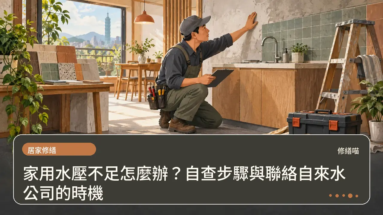 家用水壓不足怎麼辦？自查步驟與聯絡自來水公司的時機主題插畫