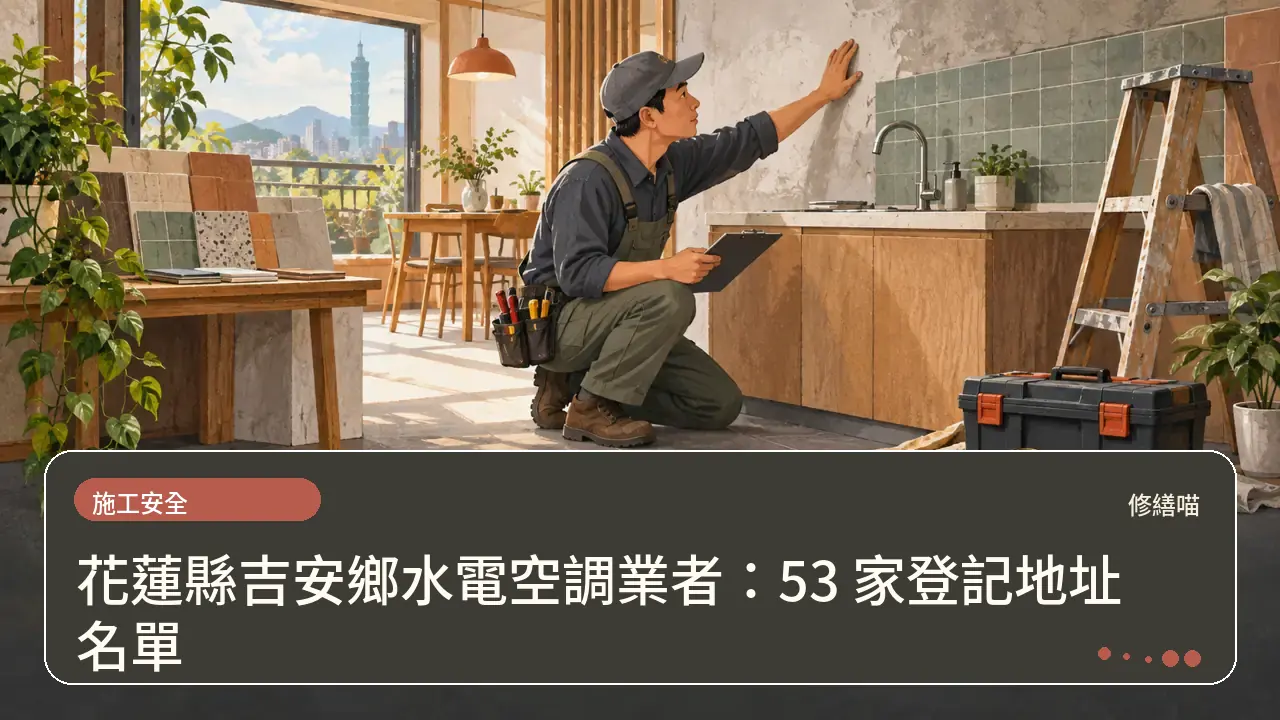 花蓮縣吉安鄉水電空調業者:53 家登記地址名單主題插畫