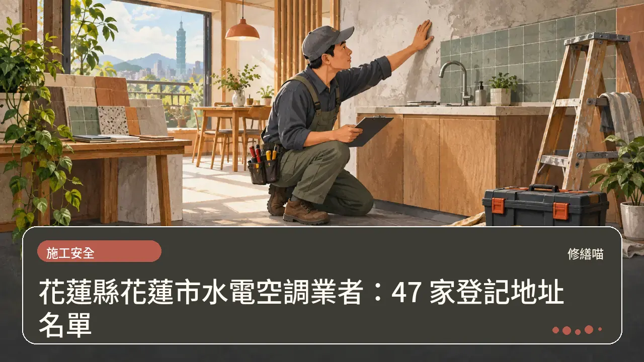 花蓮縣花蓮市水電空調業者：47 家登記地址名單主題插畫