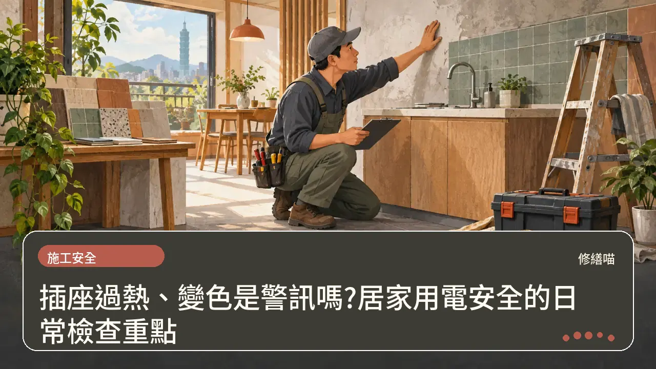 插座過熱、變色是警訊嗎?居家用電安全的日常檢查重點主題插畫