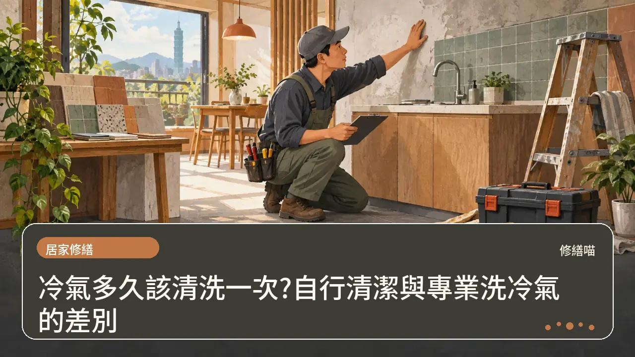 冷氣多久該清洗一次?自行清潔與專業洗冷氣的差別主題插畫