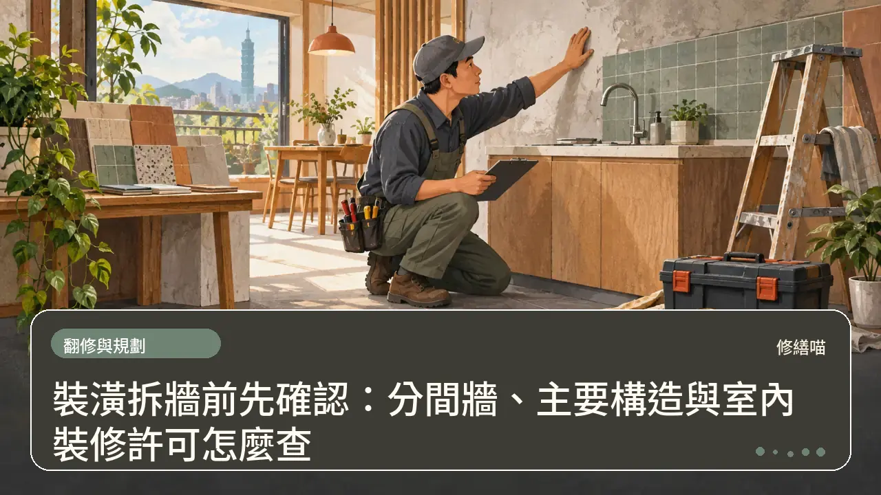 裝潢拆牆前先確認:分間牆、主要構造與室內裝修許可怎麼查主題插畫