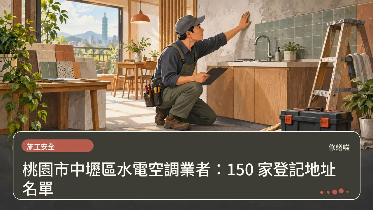 桃園市中壢區水電空調業者：150 家登記地址名單主題插畫