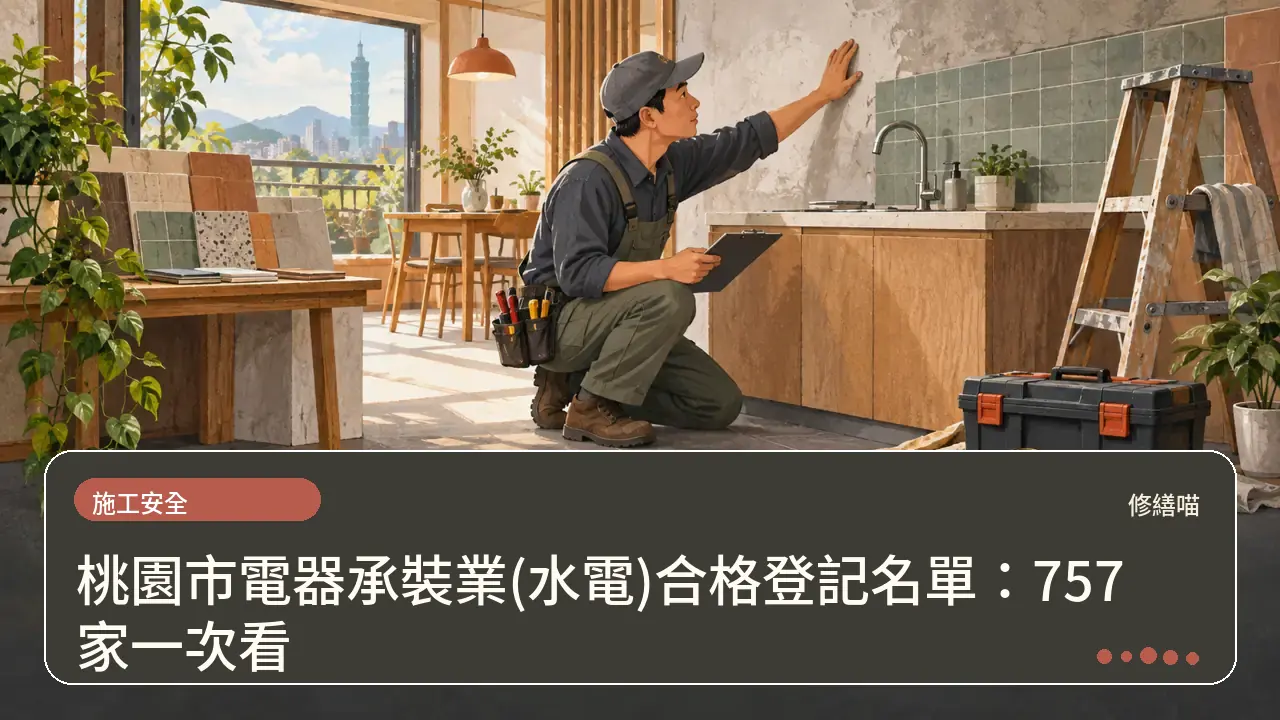 桃園市電器承裝業(水電)合格登記名單：757 家一次看主題插畫