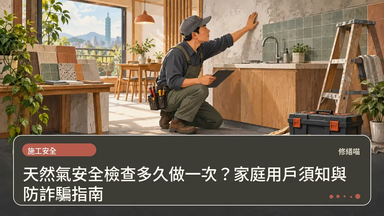 天然氣安全檢查多久做一次？家庭用戶須知與防詐騙指南主題插畫